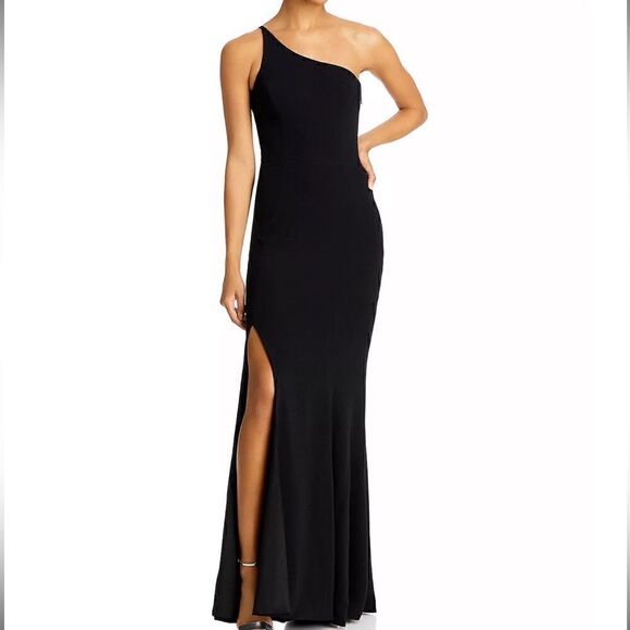 Dress The Population Black Amy One Shoulder Crepe Gown Dress Size XS NEW - Picture 7 of 12